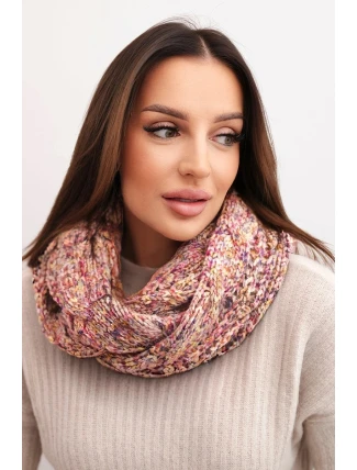 Komin dámský vlněný melírovaný silný zimní nákrčník KN24 růžový+žlutý