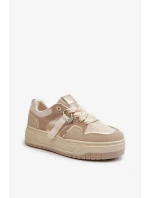 Dámské tenisky na platformě vyrobené z eko kůže, béžová moun Dámské tenisky na platformě vyrobené z eko kůže, béžová moun