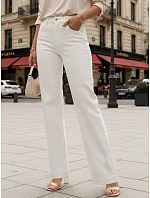 Dámské džíny s vysokým pasem a širokými nohavicemi bílé FashionStreet UY2975
