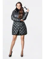 Černá dámská bunda s kožíškovým límcem (J9-068)