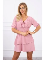 Šaty v pase tmavě pudrově růžové