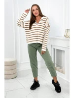 Pruhovaný svetr Velbloud Pruhovaný svetr Velbloud