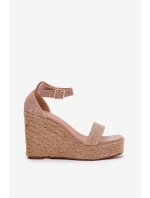 Dámské Sandály Na Klínu S Pletením Khaki Adelio