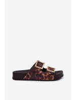 Voňavé Dámské Pantofle S Přezkami Leopardí Hnědé ZAXY RR285059