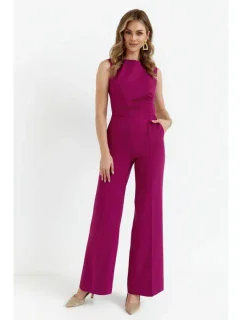 S115 Kombinéza se širokými nohavicemi - rubínová