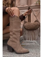 Dámské zateplené kožené kovbojky Urselle – khaki Dámské zateplené kožené kovbojky Urselle – khaki