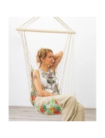BRAZILSKÁ ZÁVĚSNÁ SEDAČKA HAMAK 100x50CM NATURE S TROPICKÝMI DŽUNGLOVÝMI PODRUČKAMI