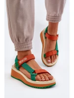 Dámské sandály na platformě a klíně Big Star NN274A053 zeleno-oranžové