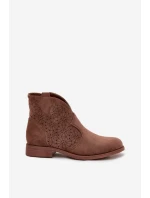 Dámské kotníkové boty na plochém podpatku S.Barski HY52-532 hnědé
