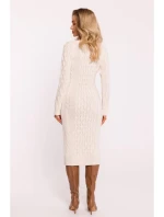M824 Svetrové šaty s výstřihem do V - slonová kost