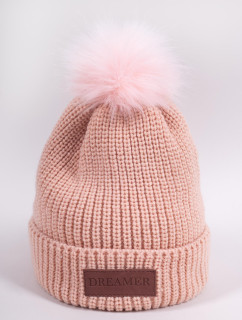 Yoclub Chlapecká zimní čepice s bambulí CZZ-0505G-AA10 Pink