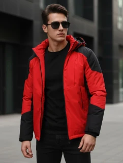 Pánská zimní bunda s kapucí červená FashionStreet TX5121