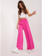 Široké dámské kalhoty ve fuchsijové barvě s gumou v pase (8390)