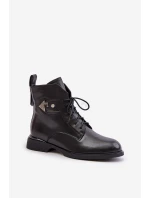 Kožené Boty Na Ploché Podešvi S Dekorací Ocieplane Maciejka N3115-01 Černé