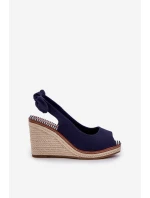 Sandály Na Klínu S Pletením Tmavě Modré Nanalis Sandály Na Klínu S Pletením Tmavě Modré Nanalis
