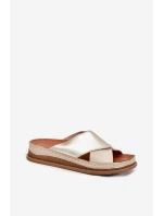 Kožené Dámské Sandály Na Platformě Maciejka L4986-37 Béžovo-Zlaté