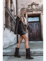 Dámské kotníkové boty na podpatku s třásněmi a žebrováním Zateplené Čokoládové Darlina