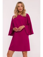 S426 Mini šaty s netopýřími rukávy - švestka