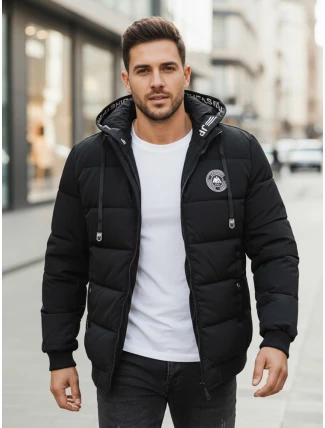 Pánská prošívaná zimní bunda s kapucí černá FashionStreet TX5072