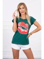 Halenka s potiskem rtů zelená Halenka s potiskem rtů zelená