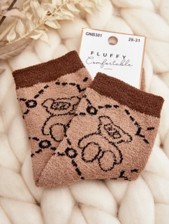 Mládežnické teplé ponožky s medvědem hnědé