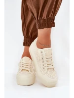 Dámské Krajkové Tenisky Big Star RR274746 Béžové