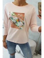 Halenka s 3D grafikou Bird powder pink Halenka s 3D grafikou Bird powder pink