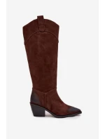 Kozačky Kovábojky Dámské Na Podpatku Z Přírodního Semiše Artiker 57C0230 Hnědé Kozačky Kovábojky Dámské Na Podpatku Z Přírodního Semiše Artiker 57C0230 Hnědé