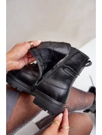 Zateplené Kotníkové Boty S Ozdobnými Špendlíky Na Šněrování Černé Irivina