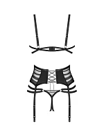 Dámský sexy set Lune Bellis 3-Pcs Crotchless černý - Obsessive