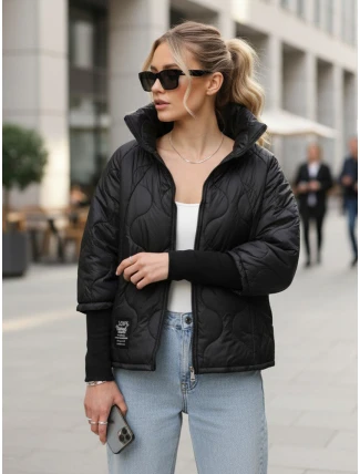 Dámská prošívaná přechodná bunda černá FashionStreet TY5542 Dámská prošívaná přechodná bunda černá FashionStreet TY5542