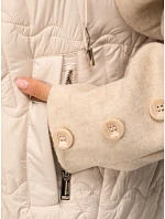 Dámská prošívaná bunda s odnímatelnou kapucí, béžová, FashionStreet TY5934 Dámská prošívaná bunda s odnímatelnou kapucí, béžová, FashionStreet TY5934
