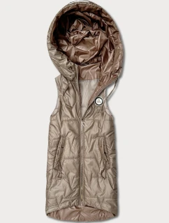 Cienki bezrękawnik z kontrastowym wykończeniem Goodlookin beżowy (B8583-12)