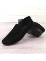 Pánské semišové prolamované mokasíny černé Novinky 4873