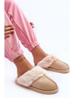 Dámské Papuče Klapky s Kožešinou Světle Béžové Pinky