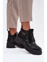 Nízké zateplené dámské kotníkové boty na klínku s ozdobným páskem Černé Therisse