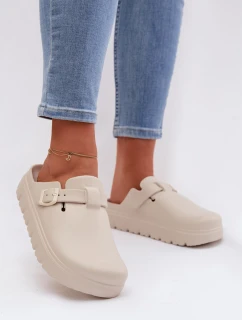 Dámské pěnové pantofle s páskem a sponou béžové Larinie