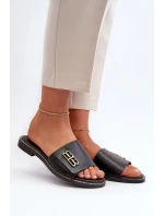 Zazoo Elegantní dámské kožené pantofle , černé