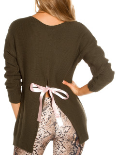 Trendy pletený svetr KouCla s mašlí na zádech