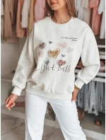 Dámská oversize mikina se srdíčky PINKNOTE šedá FashionStreet BY1501