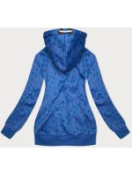 Světle modrá hrubší mikina se šikmým zipem a se vzorem kotev (2308)