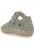 Dámská pohodlná prolamovaná obuv na suchý zip zelená Rieker 44852-52