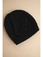 Dámská zimní čepice z vlny a s geometrickým vzorem K479 černá Dámská zimní čepice z vlny a s geometrickým vzorem K479 černá