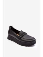 Kožené polobotky s platformou se zdobením černé Lemar Lehira