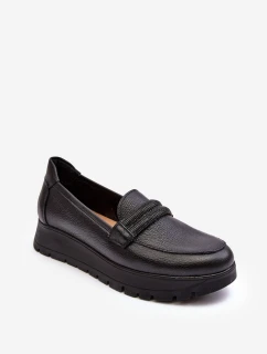 Kožené polobotky s platformou se zdobením černé Lemar Lehira