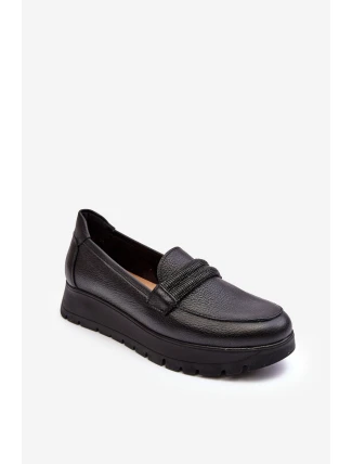 Kožené polobotky s platformou se zdobením černé Lemar Lehira