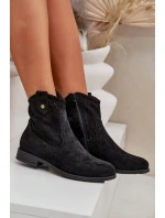 Dírové Boty Na Plochém Podpatku S.Barski HY51-063 Černé