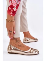 Pohodlné kožené dámské baleríny zlate Luka