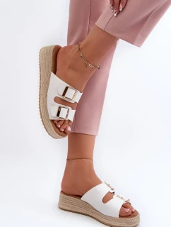 Dámské pantofle se zapletenou eko kůží, bílá Zaloemi