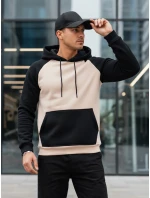 Pánská základní mikina s kapucí béžová FashionStreet BX5890